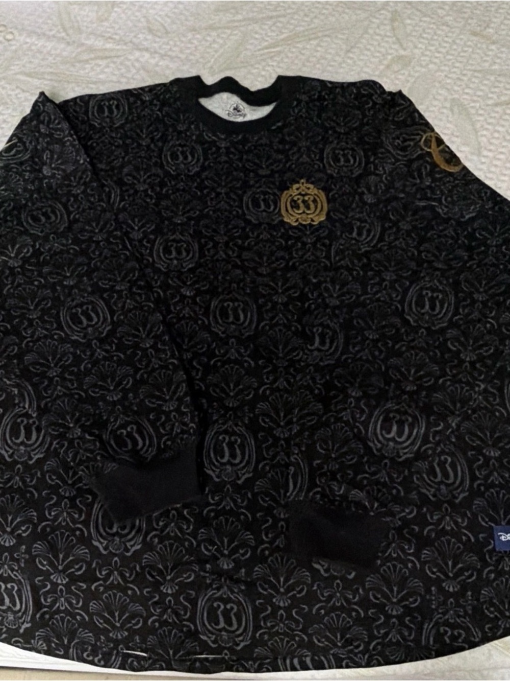 Disney club 33 Black Embossed Crewneck Sweatshirt with Gold Crest unisex